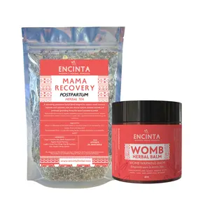 Mama Bundle Postpartum Recovery Blend & Womb Herbal Balm - 100% Herbal Blend & Handcrafted Balm for Postpartum
