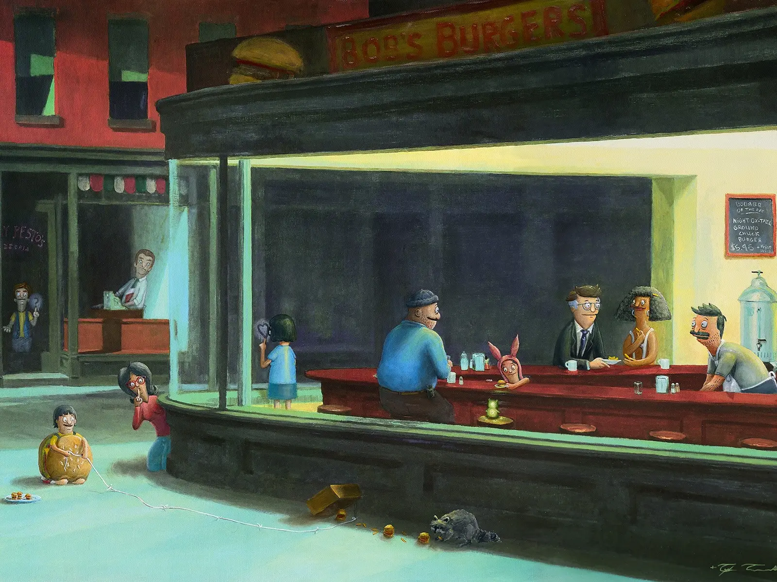 "A Classic With Cheese" High Quality Canvas Print 24" x 15.75" Nighthawks Fanart