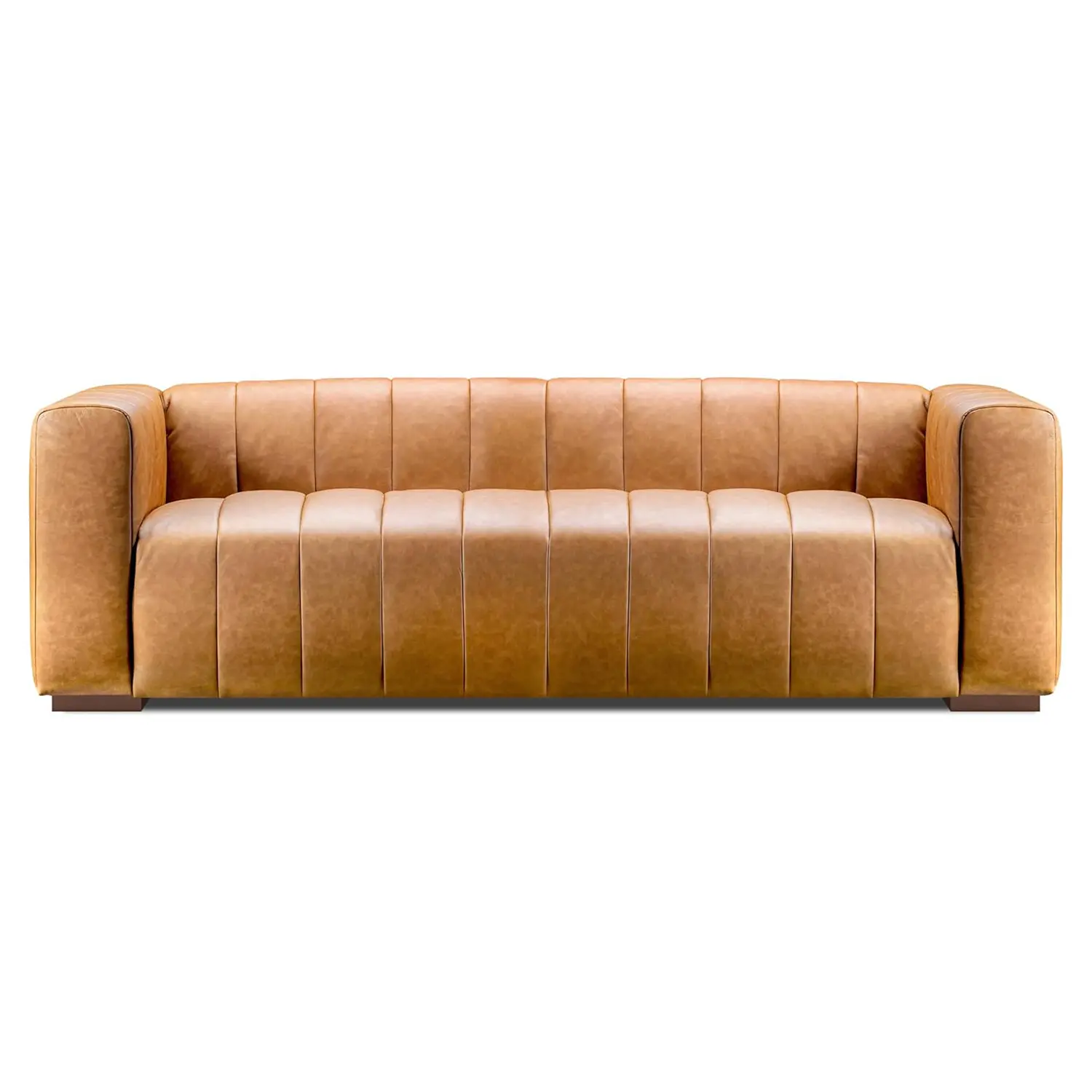 Valencia Victoria 86” Cognac Tan 3 Seater Leather Sofa | Nappa 11000 Full Grain Italian Leather Couch for Living Room