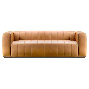 Valencia Victoria 86” Cognac Tan 3 Seater Leather Sofa | Nappa 11000 Full Grain Italian Leather Couch for Living Room