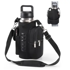 [Magnetic Fitness Bag With Phone Pocket] Fitness Magnetic Bag Water Bottle Holder Fitness Bottle Carrying Bag, With Mobile Phone Pocket And Handle Shoulder Strap Fitness Accessories Storage, Suitable For Men And Women, 5 Built-in Magnets Fi