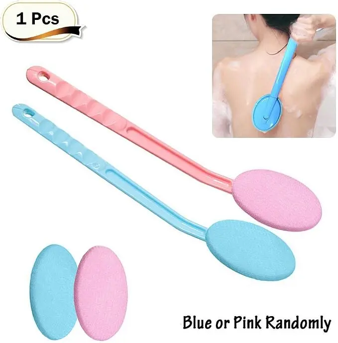 Long Handle Bath & Personal Care Tool - Hand-Powered ABS Plastic Lotion Applicator with Polyester Pads for Back, Feet & Mobility Assistance Accessories
