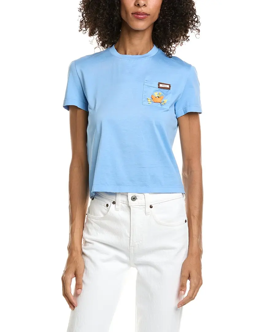 Prada Appliqued Jersey T-Shirt