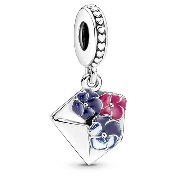 Pandora Moments Pansy Flower Envelope Dangle Charm 790787C01