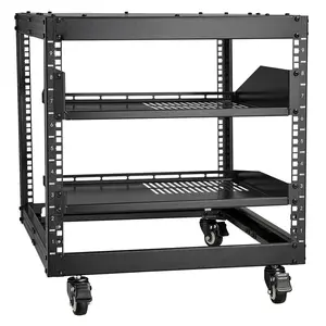 【fathersdaygift】VEVOR 9U Open Frame Server Rack 23''-40'' Adjustable DepthFree Standing or Wall Mount Network Server Rack with 360° CastersHeavy Duty 4 Post Holds All Your Networking IT Equipment AV Gear Router Organiser Shelf