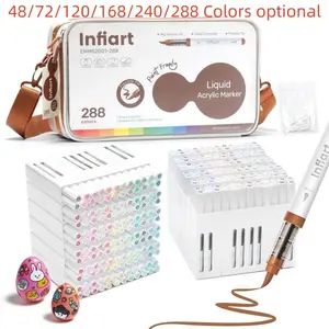 48/288 Colors Acrylic Paint Markers, Soft Brush Tip, Marker Bag Included, Ideal for Fabric, Wood, Canvas, DIY Crafts, Art Supplies, Acrylic Marker Pen, Acrylic Painting Pens