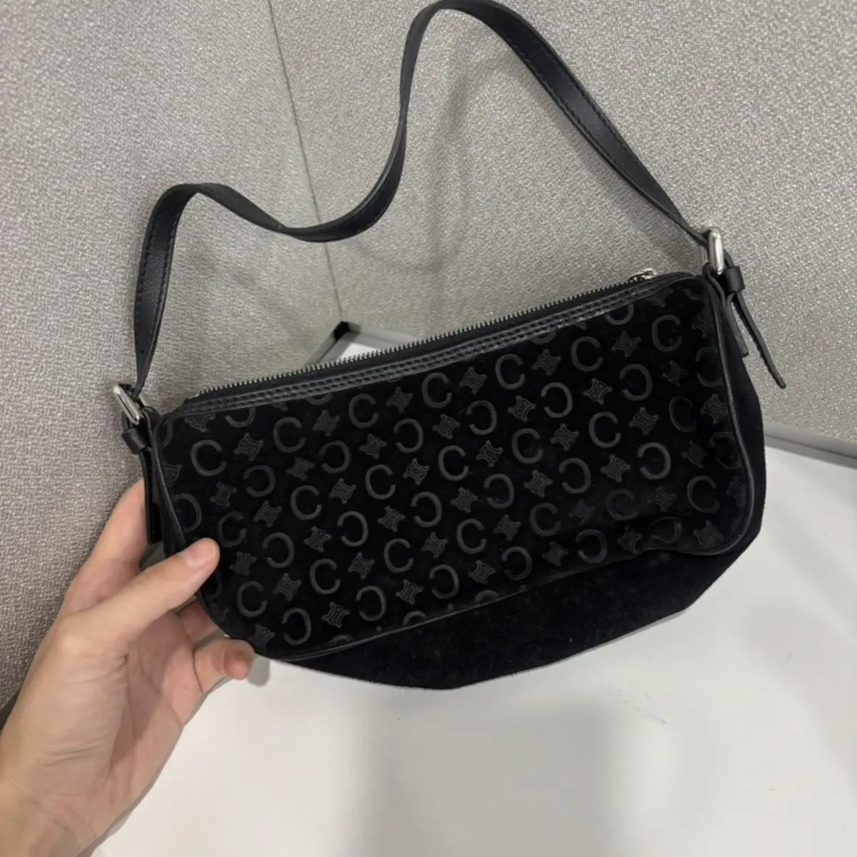 Pre-owned Celine As Shown Shoulder Bags C Macadam black suede shoulder bag bo723nss99