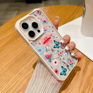 Floral Bow and Butterfly Clear Magnetic Phone Case, Compatible with MagSafe Soft Silicone Protective Cover For iPhone X XSMAX 11 12 13 14 15 16Pro Max