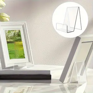 2-Pack Transparent Acrylic Display Rack, Floating Shelf for Books, Records, Art, Letters, Tablets, Desk Organizer for Home Office Library, Tablet Holder for Home Office
