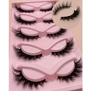 5 Pair Fox Eye Lashes Winged Short Strip Lashes Makeup Natural Cat Eye Lashes 3D Faux Mink False Eyelashes