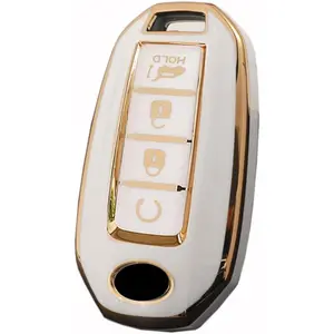 4 Button Key Fob Cover for Infiniti QX50 EX25 QX50 QX60 EX35 FX35 FX45 FX50 EX37 EX25 Q60 Accessories Key Shell Cover Smart Key Holder Protector for Infiniti Key Case-White