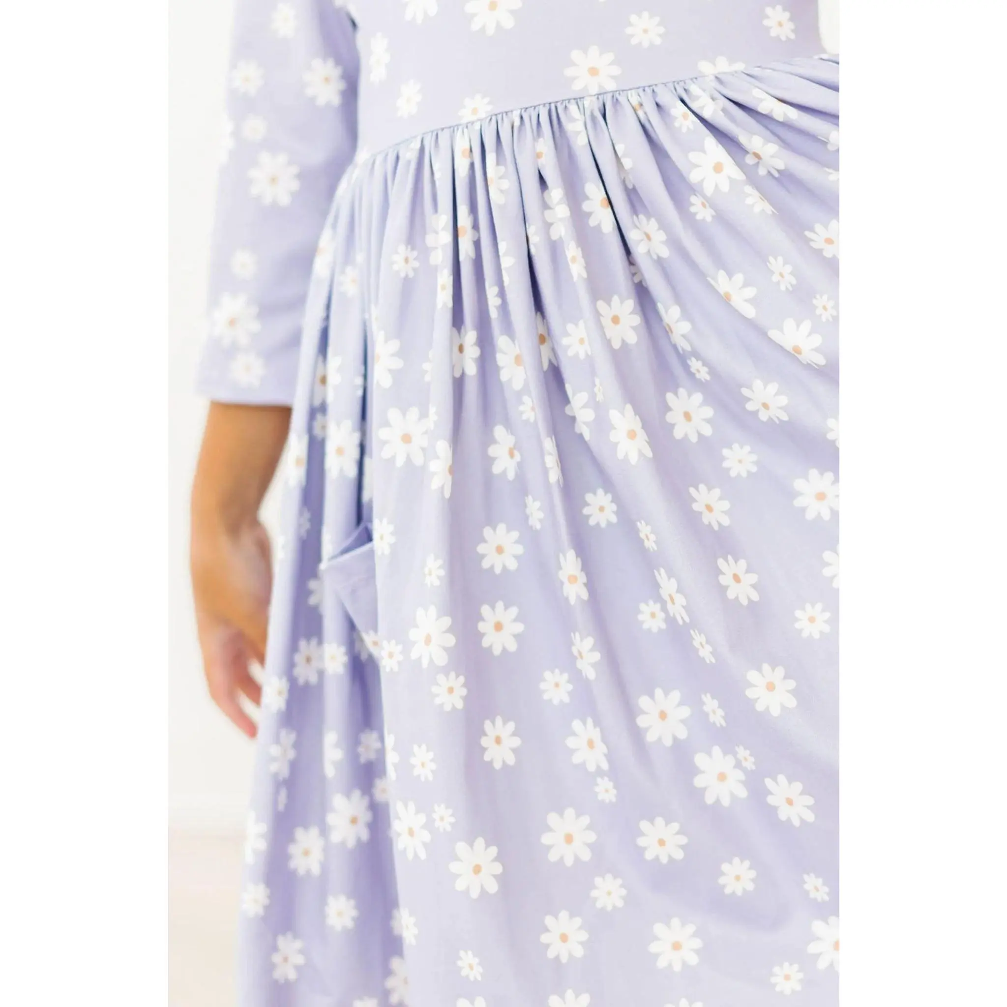 Lilac Daisy 3/4 Sleeve Pocket Twirl Dress | Comfortable Easter Dress