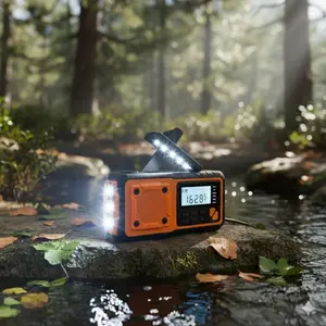 4000mAh Solar & Hand Crank Emergency Survival Kit: Portable Power Bank, AM/FM Radio, LED Flashlight, SOS, USB Phone Charger for Camping, Outdoors & Power Outages