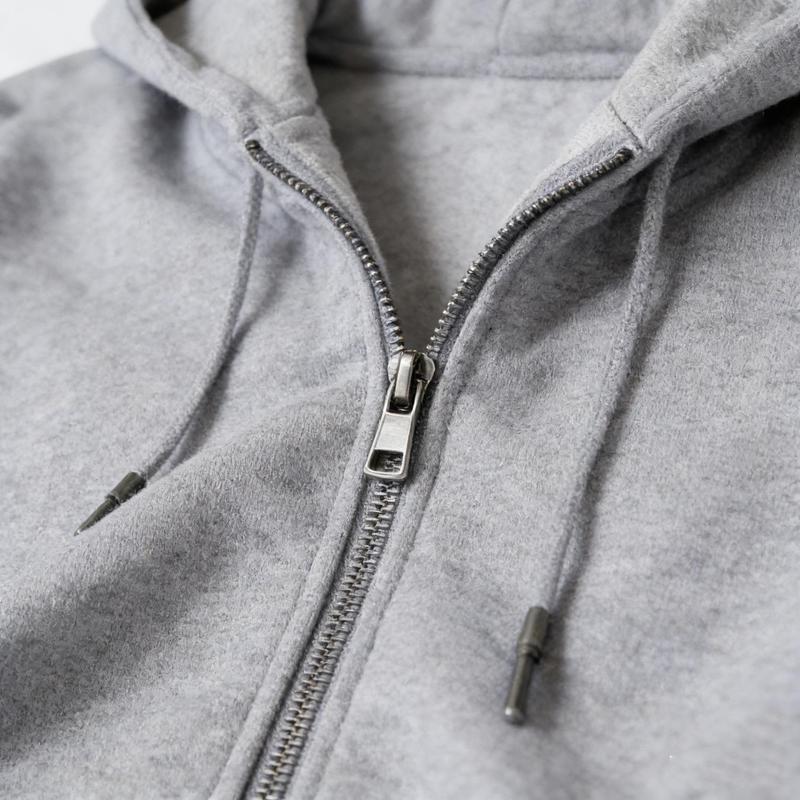 Men's solid-color full-zip shoulder-down hooded sweater, regular version casual long-sleeved hooded sweatshirt, suitable for autumn and winter wear, daily wear men's clothing