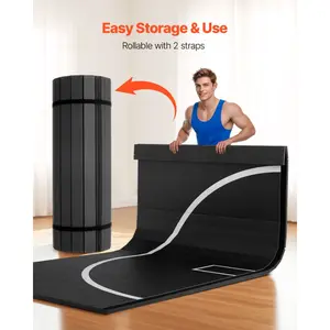 VEVOR 10x5 ft Wrestling Mat, Martial Arts Thick Mat for Home Gym Workouts Exercise, Waterproof PVC Roll-Up Training Mats for Gymnastics, Tatami, Jiu Jitsu BJJ MMA Judo, Boxing, Black