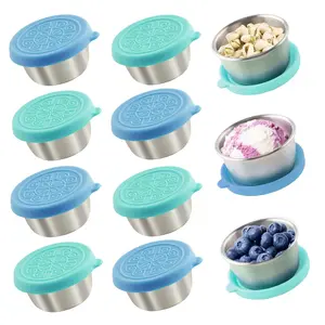 Stainless Steel Sauce Cup with Lid, 8 Counts Reusable Condiment Container, Small Sauce Insulated Container Set for Lunch Box, Work, School, Picnic, Travel