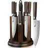 SYOKAMI 14-Piece High-Carbon Stainless Steel Kitchen Knife Set - 360° Quick Access Rotatable Magnetic Wetgrip Acacia Block, Ergonomic Grip, 56+ Steel Edge, Built-In Sharpener, Steak Knives, Daily Partitioned Storage, Birthday Gift, Precise Cuts