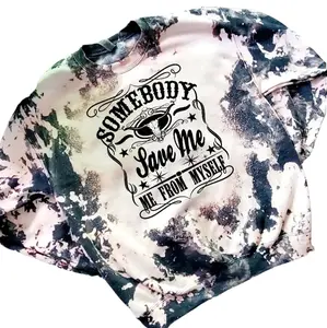 Somebody Save Me Acid Washed Sublimation Bleached Sweatshirt Casual