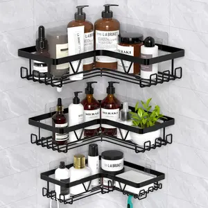 Self-Adhesive Shower Caddy Organizer Set, 3pcs Bathroom Storage Basket, Corner Holder, No Drilling Required, Bathroom Accessory, Home and Kitchen Decor, Shower Caddy Shelf