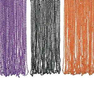 30" Bulk 144 Pc. Halloween Black, Orange & Purple Metallic Bead Necklace Assortment
