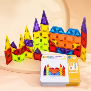 56 PCS Mini Magnetic Tiles – Travel Magnetic Tiles with Tin, Portable Magnet Building Blocks for Kids Ages 3–8, STEM Educational Construction Toys, Sensory Creativity Travel Toys, Birthday & Holiday Gifts for Boys & Girls