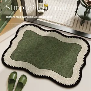 Vintage French-style bathroom mat, non-slip mat, absorbent mat, diatomite household foot mat, shower room mat