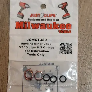 Just clips 3pc 3/8" Socket Retaining clip & O-ring for Milwaukee impact wrenches