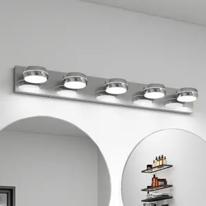 LED Vanity Lights 35in Bathroom Lights Fixtures over Mior 5 Light LED Lighting Fixture for Bathroom 18W Mior Lighting Fixture Modern Bath Light Bar Chrome Bath