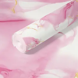 Marble-Texture Self-Adhesive Decorative Wallpaper Roll, Romantic Luxurious Waterproof Peel-and-Stick Wall Paper for Living Room and Bedroom Decor, Marble Pattern Wallpaper