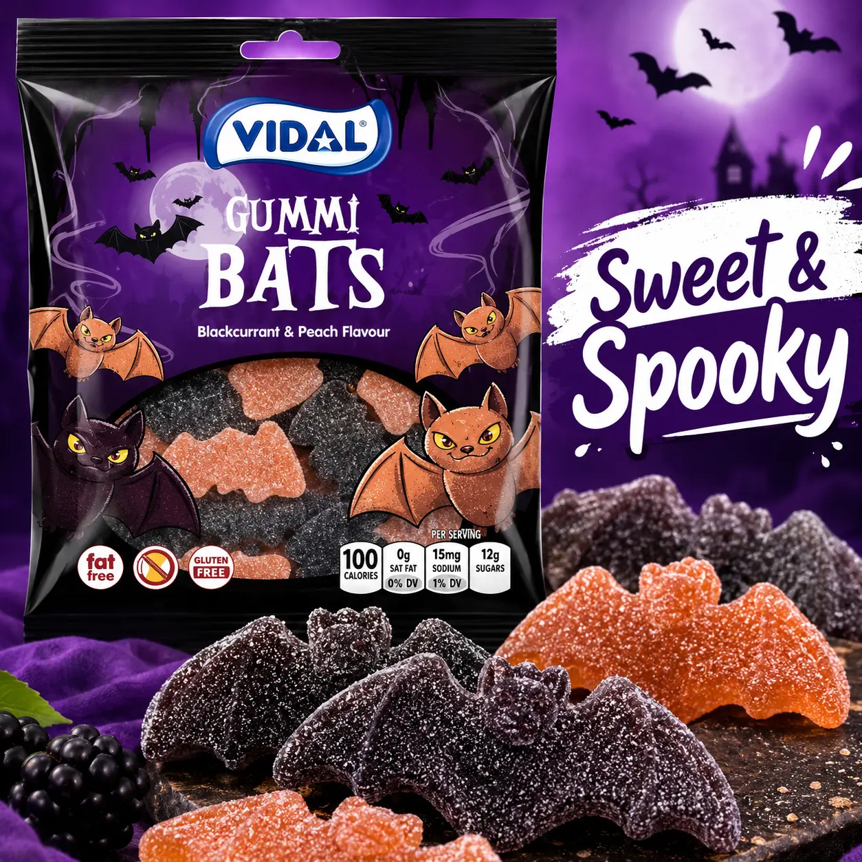 Vidal Sour Gummi Bats, Snack, Candy