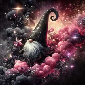 5D DIY Handmade Diamond Painting Kit, Crafts, Cartoon Gnome Magic Starry Sky Design, Full Round Drill Mosaic Art, Home Decor Gift