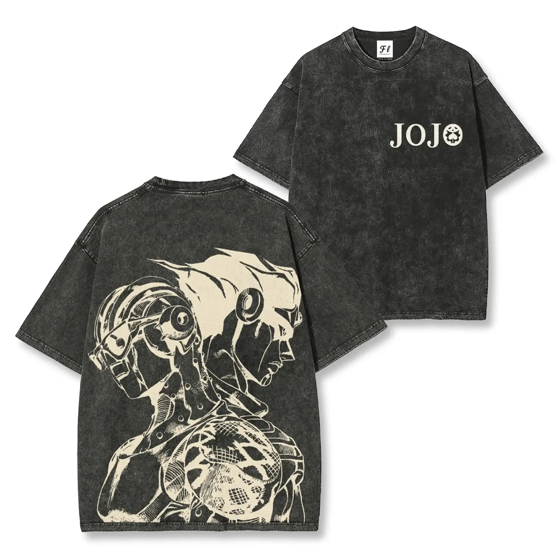 *JoJo's Bizarre Adventure* themed T-shirt, depicting the anime character Kira Yoshikage and his Stand, Killer Queen.Short Sleeve Cotton Unisex Retro wash Tee