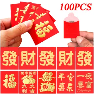 25-100Pc Mini Red Envelope Copper Money Hongbao Traditional Celebration Chinese New Year of Dragon Wedding Party Lucky Money Bag