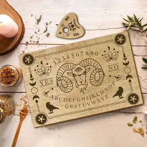 Handmade Wooden Witch Board with All-Seeing Eye and Goat Head Design, Spiritual Guidance, Home Decor, Altar, Purification, Meditation