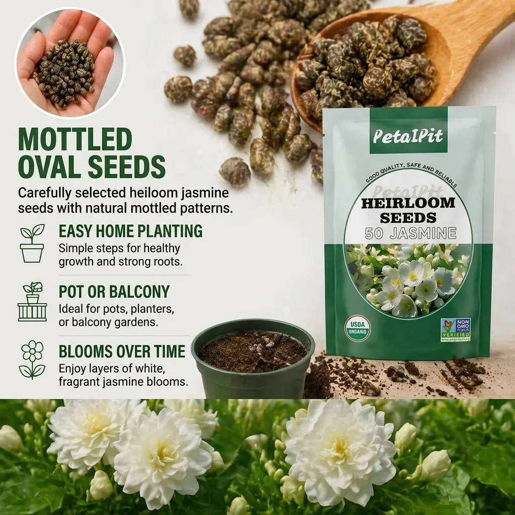 For 50 Non-GMO Climbing Silver Jasmine Seeds - Aromatic Evergreen