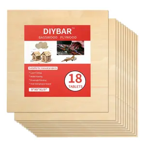 Basswood Plywood 18-Piece Set, Smooth Thin Original Wood Sheets, Laser Cutting, Model Making, Hand Drawing, DIY Materials, Building Models, Small Furniture, Pet Landscaping