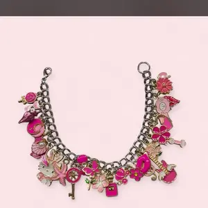 Charm Bracelet with Pink Floral and Animal Charms for Women's Fashion Accessory