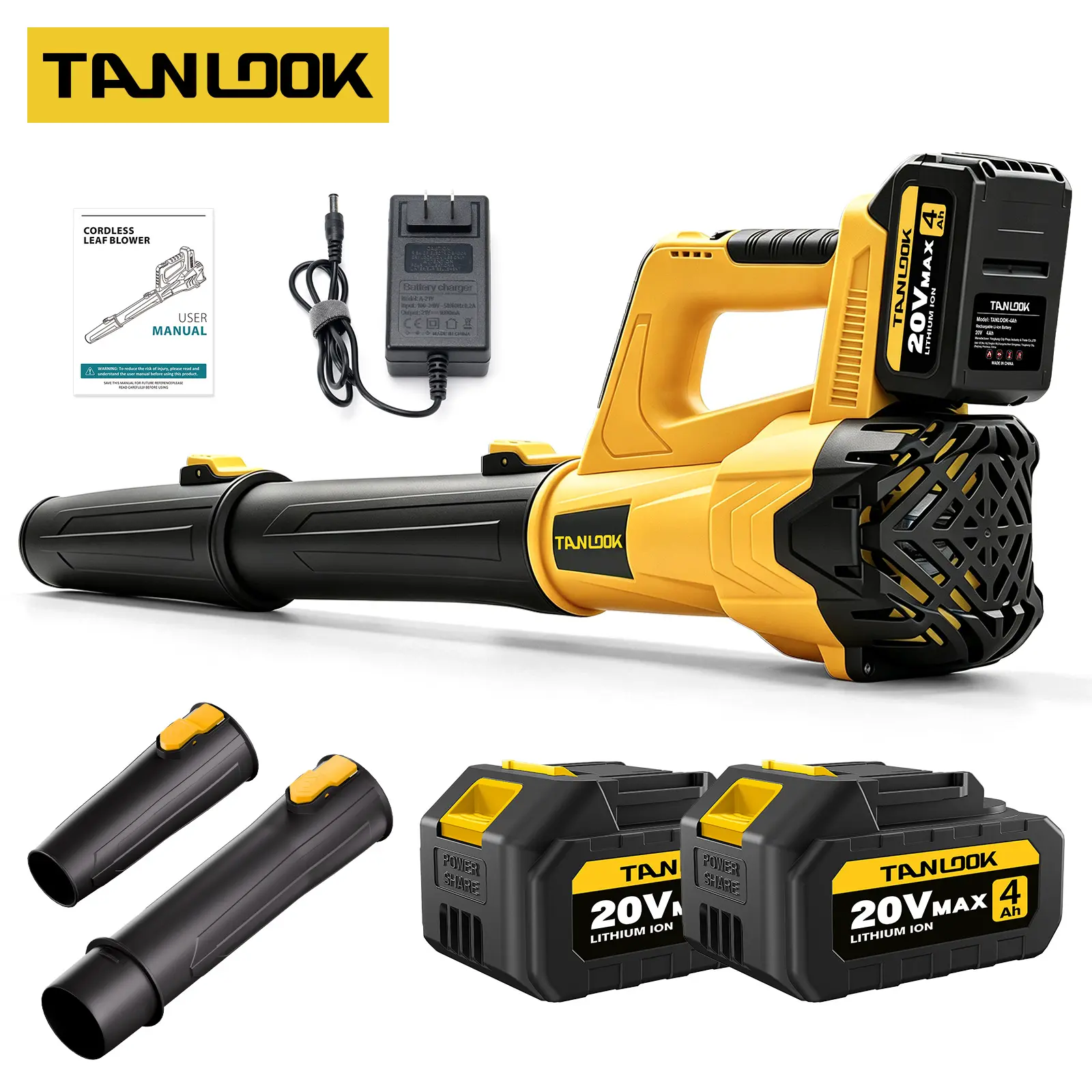 TANLOOK Variable Speed Cordless Leaf Blower, Rechargeable with New-Style Battery & Blow Tube, Lightweight Electric Blower for Lawn Cleaning, Outdoor Surfaces & Car Cleaning
