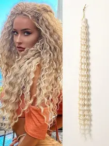 30 Inch Synthetic Braiding Hair Extensions, Fluffy Deep Wave Braids, Boho Crochet Braids, Golden Wavy Crochet Curly Wigs, Anna Ladies Wigs