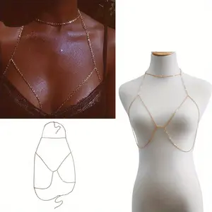 Sexy Bohemian Women Body Chain Bikini Beach Party Vacation Body Jewelry Tassel Pendant Bra Body Chain Party Fashion Accessory