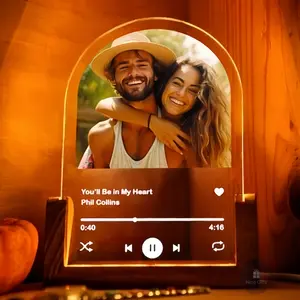 Custom Song Photo Plaque Personalized Picture Frame Night Light Unique Boyfriend Gifts Dome Rectangular Spotify Music Plaque Sentimental Birthday Anniversary Gifts for Couples Her Him Room Decor Desk Decoration Ornament