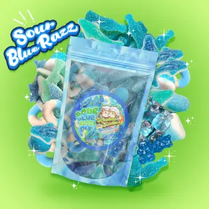 Sour Blue Razz Gummy Mix - Tangy Blue Raspberry Snack Gummi Mix for Sour Candy Lovers