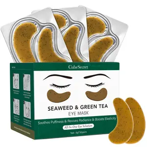 【CubeSecret】Seaweed Green Tea Eye Masks, 30 pairs, rich in plant ingredients, gentle non-irritating, safe for sensitive skin, highly moisturizing, makes makeup adhere better, effectively reduces eye bags fine lines dark circles,improves overall appearance