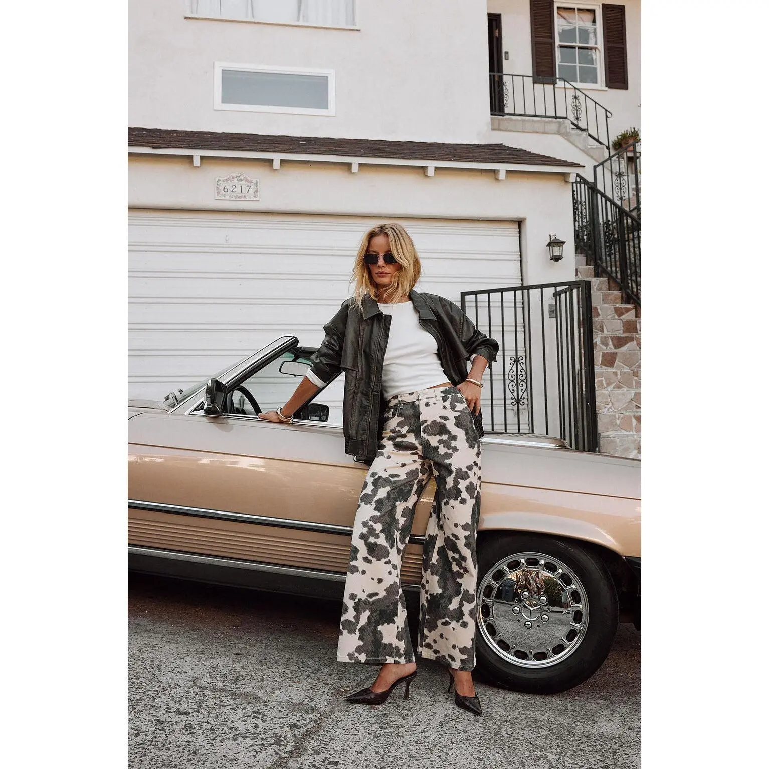 12th Tribe Women's Cowhide Print Bottoms, Stylish Statement Pants with Flattering Fit