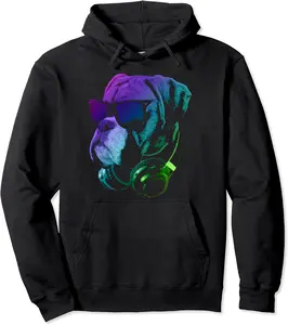 Boxer Dog WIth Sunglasses And Headphones Pullover Hoodie - Elidatorr Shop 59B09CTRD1K9