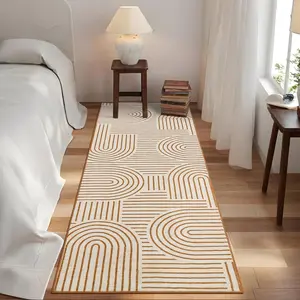 Modern Rainbow Striped Area Rug 2x6 Washable Living Room Rugs Stain Resistant Non-Slip Backing Ultra-Thin Non Shedding,for Bedroom Playroom,Orange Home Decor Rugs Low Pile Rug