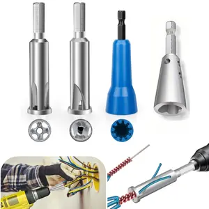 A set of 4 PCS Wire Stripper Twister Tool Set Efficient Electric Wire Stripper with Terminal Cap Sleeve 1/4in Hexagonal Handle Bits Electrician's Quick Connector and Terminal for Professional Electrical Projects - Home Improvement.