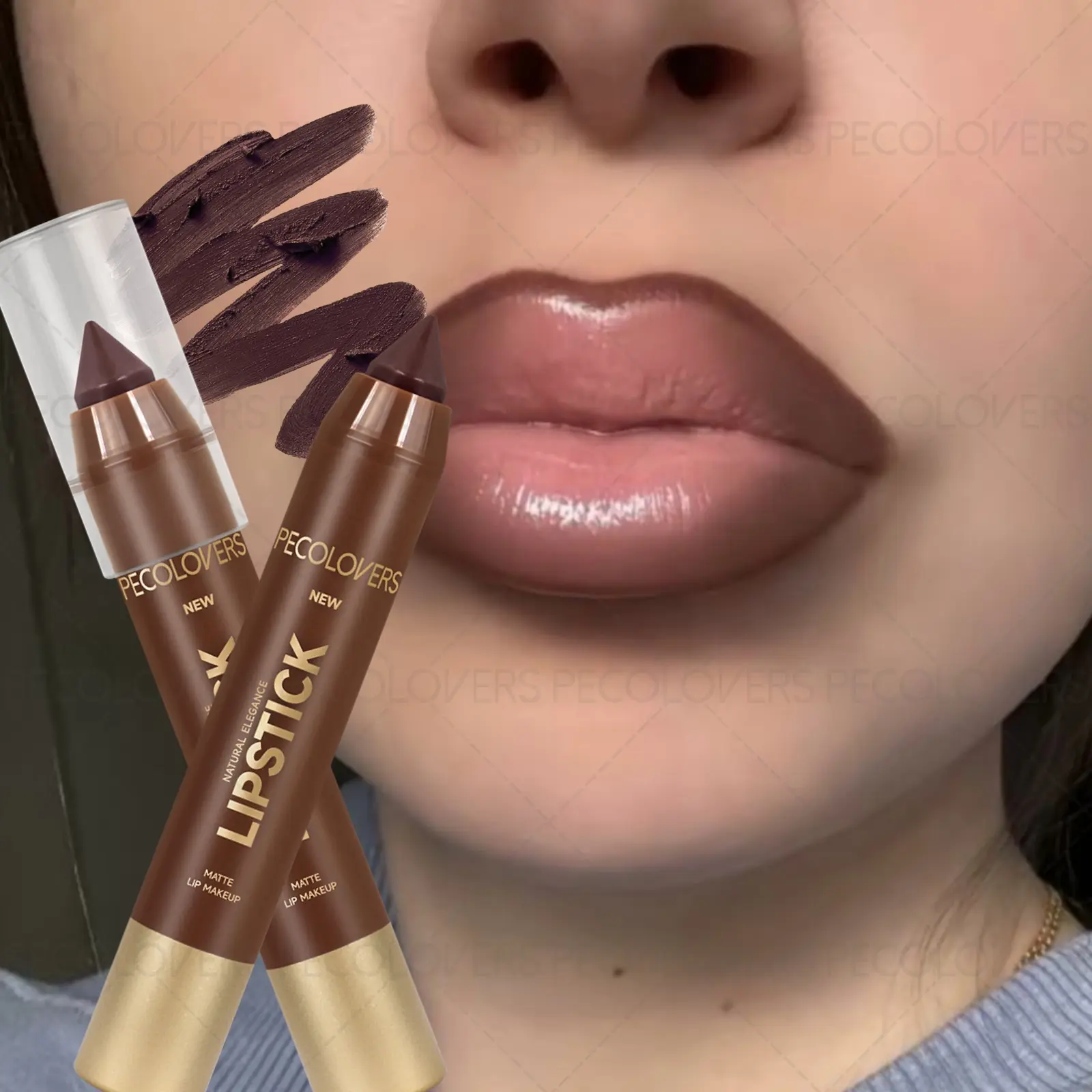 1PC Matte Lip Liner, Lip Contour, Nude, Brown, Silky, Easy To Apply, Long Lasting, 3D Lip Shape, Non-stick Cup, Suitable for Autumn and Winter, Lip Liner Makeup, Matte Lip Pencil, Lipliner