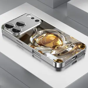 Crystal clear, dazzling golden apple pattern silver electroplated high-definition glass phone case, for iPhone 17 16 15 14 13 12 11 pro max, a suitable gift for friends and couples