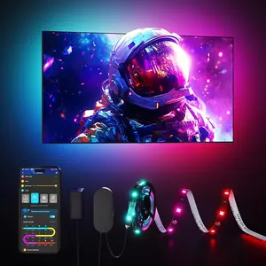 TV LED Backlight Strip, RGBIC Smart LED Backlight for 40-50inch TVs, Music Sync, Wi-Fi Bluetooth & App Control, Works with Alexa & Google Assistant, 77 Scene Modes, Adapter